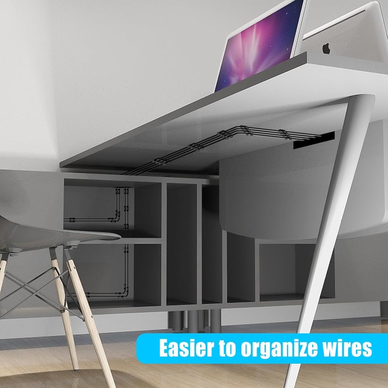 XHF 50pcs Medium Self Adhesive Cable Clips Black,Wire Clips Cable Management Wire Organizer Cord Holder for Under Desk, Car, Wall, TV PC Ethernet Cable - Image 5